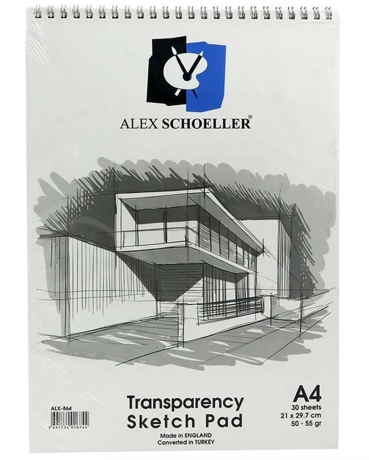 Alex Schoeller Eskiz Blok Transparan Spiralli 50/55gr A4 30 Yaprak
