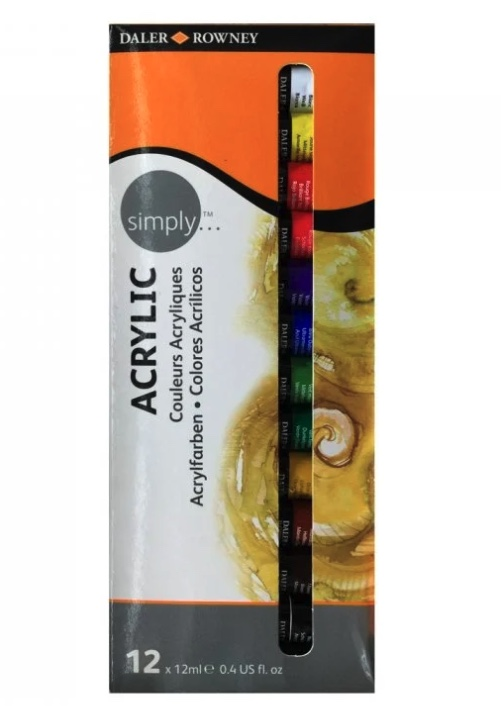Daler Rowney Simply Akrilik Boya Seti 12 Renk x 12 ml