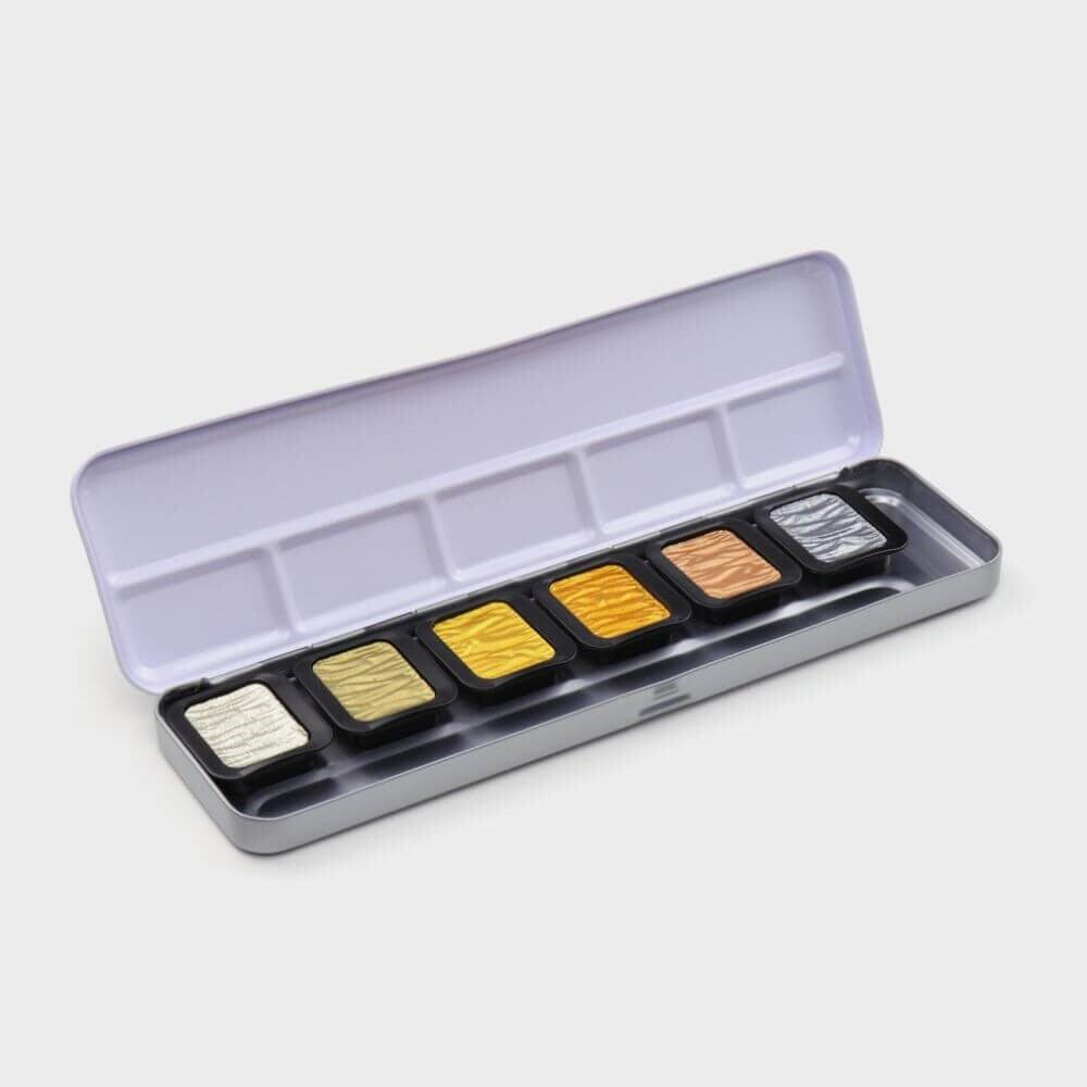 Finetec Premium Pearlescent Color Yaldız Suluboya Seti, 6 colors F7001