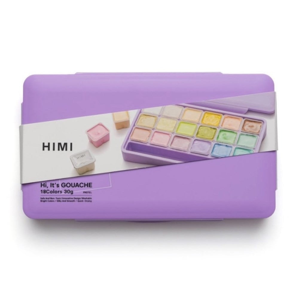 Himi Guaj Boya Seti Jelly Cup 18 Renk x 30 gr Purple Case (Pastel Colours)