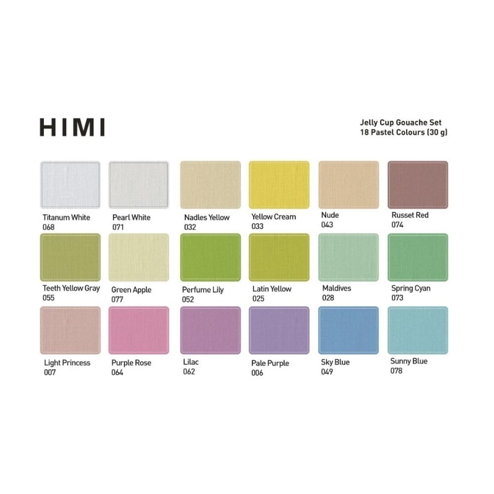Himi Guaj Boya Seti Jelly Cup 18 Renk x 30 gr Purple Case (Pastel Colours)