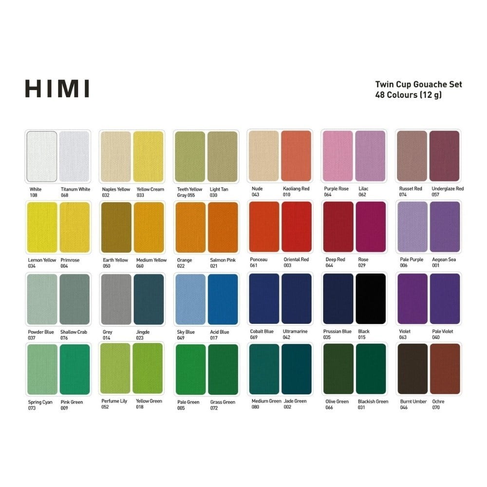 Himi Guaj Boya Seti Twin Cup 48 Renk x 12 gr Green Case + 3 Fırça