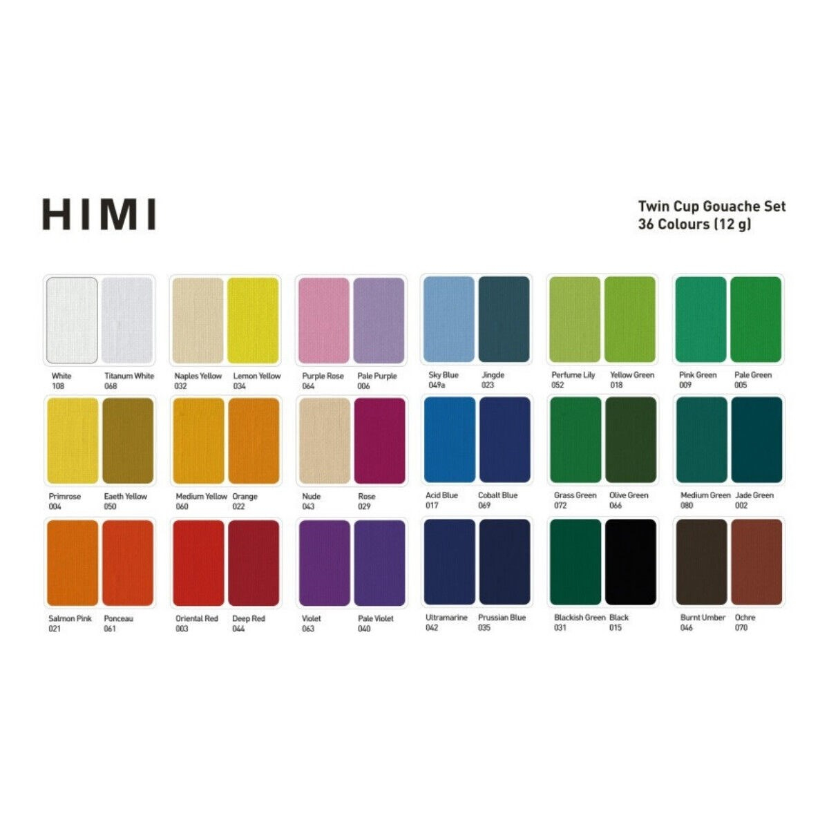 Himi Twin Cup Guaj Boya Seti 36 Renk + 3 Fırça