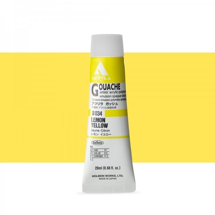 Holbein Akrilik Guaj 20 ml D034 Lemon Yellow