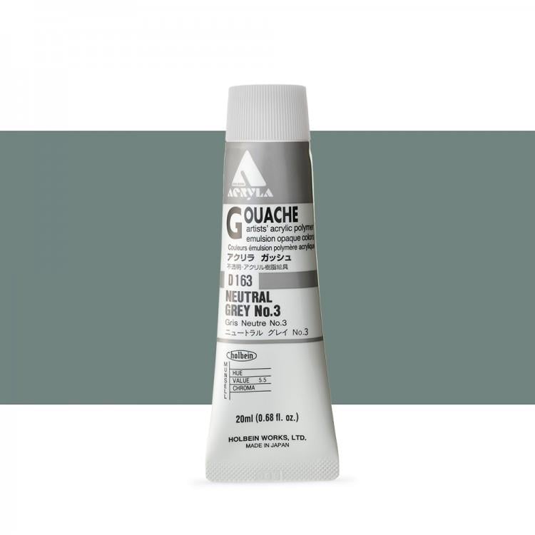 Holbein Akrilik Guaj 20 ml D161 Neutral Grey - 3