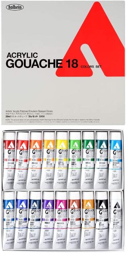 Holbein Akrilik Guaj Boya Seti 20 ml x 18 Renk