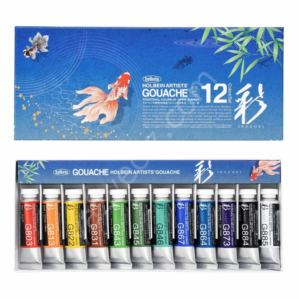 Holbein Artist Guaj Boya Seti 12'li 15 ml Summer Özel Seri Geleneksel Japon Renkleri