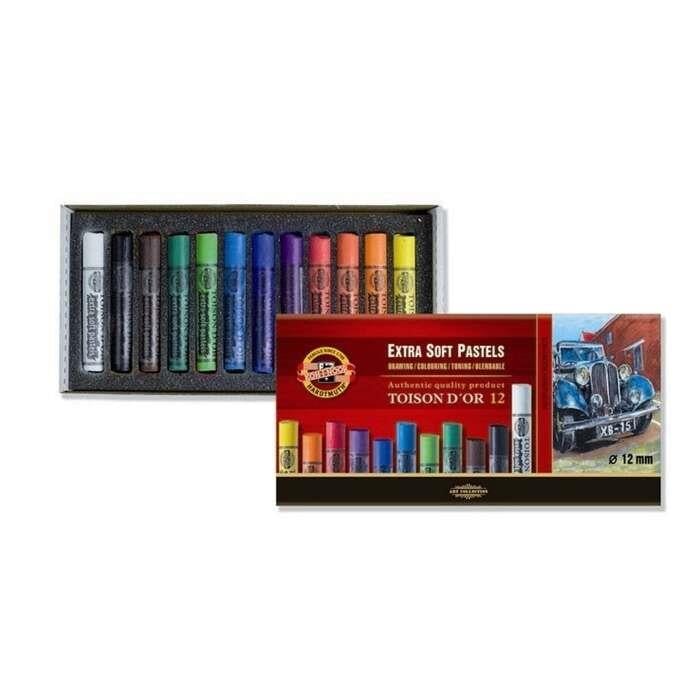 Koh-i-Noor Toison D'or Extra Soft Pastel Boya Karışık Tonlar 12'li Set