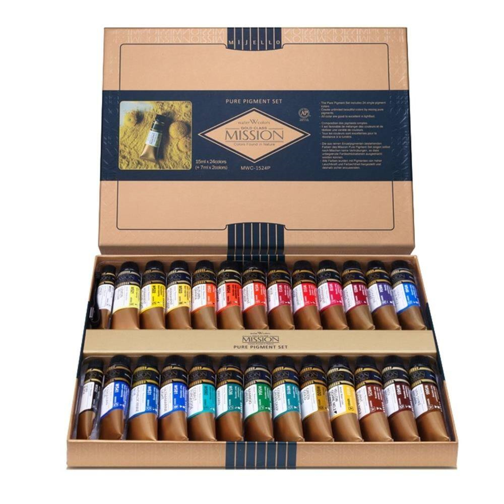 Mission Suluboya Gold Class Pure Pigment Suluboya 15 ml 24'lü + 7 ml 2'li Tüp