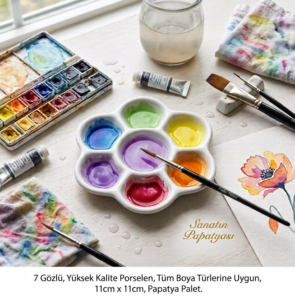 Profesyonel Porselen Papatya Palet 11,5 cm 7 Bölme