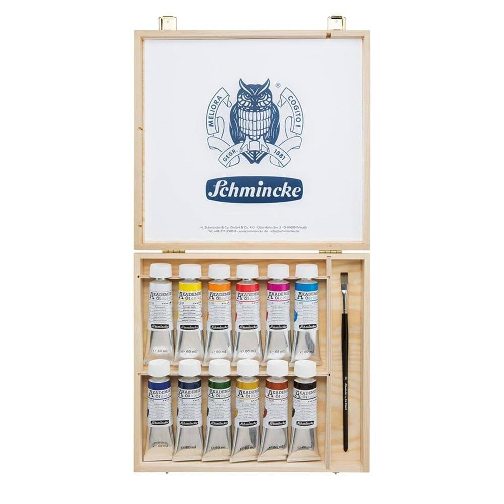 Schmincke Akademie Öl Color Ahşap Kutu Yağlı Boya Seti 12 X 60 ml