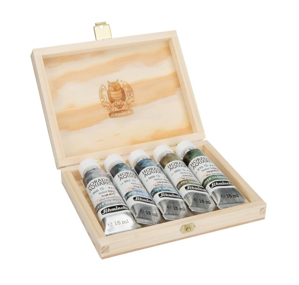 Schmincke Horadam Aquarell Ahşap Kutu Supergranulation Haze Colors 5x15 ml