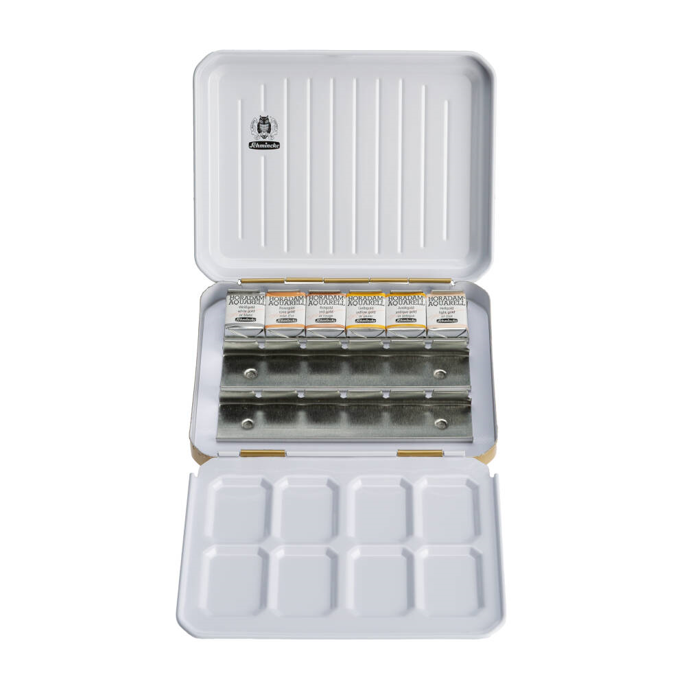 Schmincke Horadam Aquarell Özel Altın Renk Kutulu Yaldız Renkler 6 x Yarım Tablet