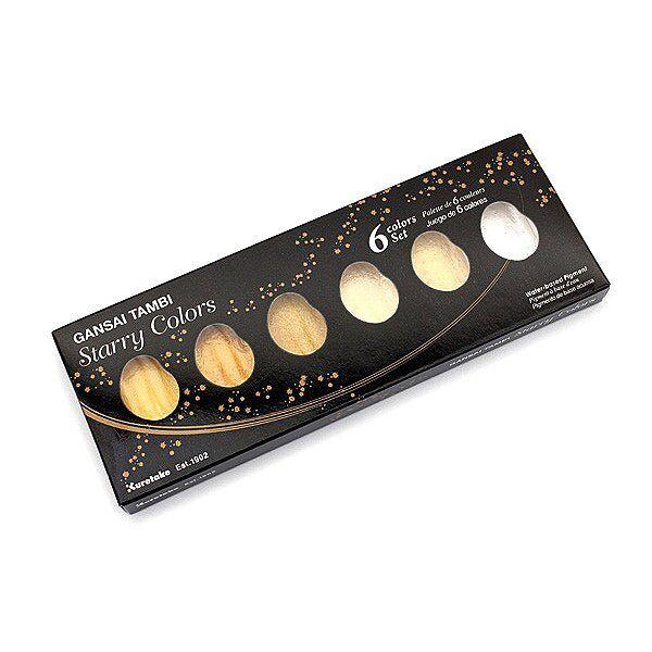 Zig Kuretake Gansai Tambi Starry Colors Yaldız Sulu Boya 6 Renk