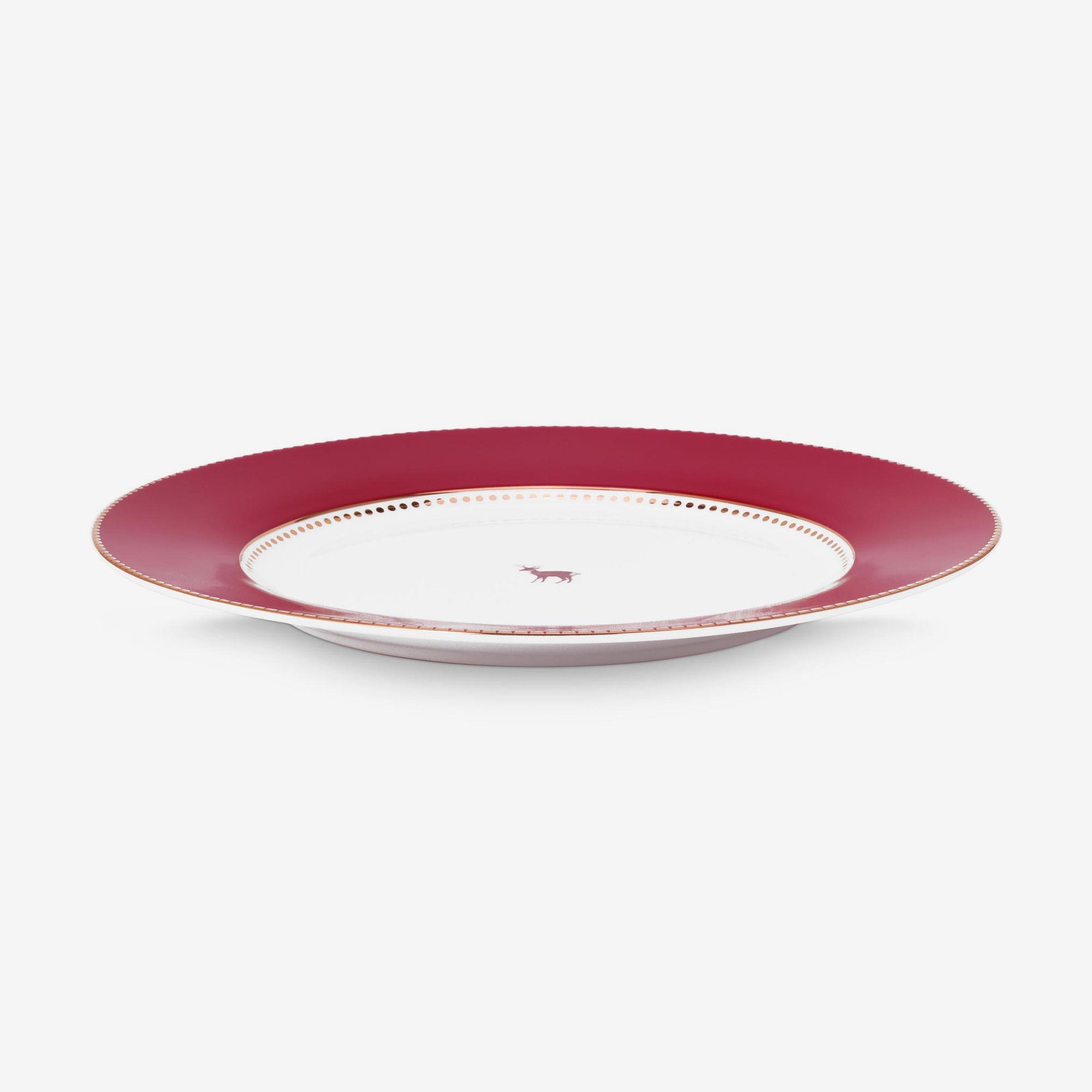 Geyikli Kırmızı Yemek Tabağı 26,5 cm