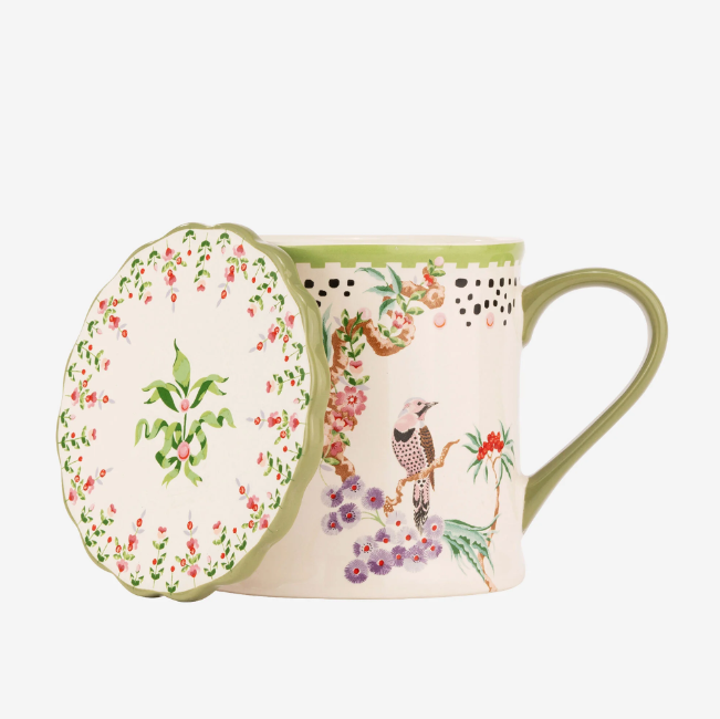 Spring Birds Yeşil Porselen Kupa