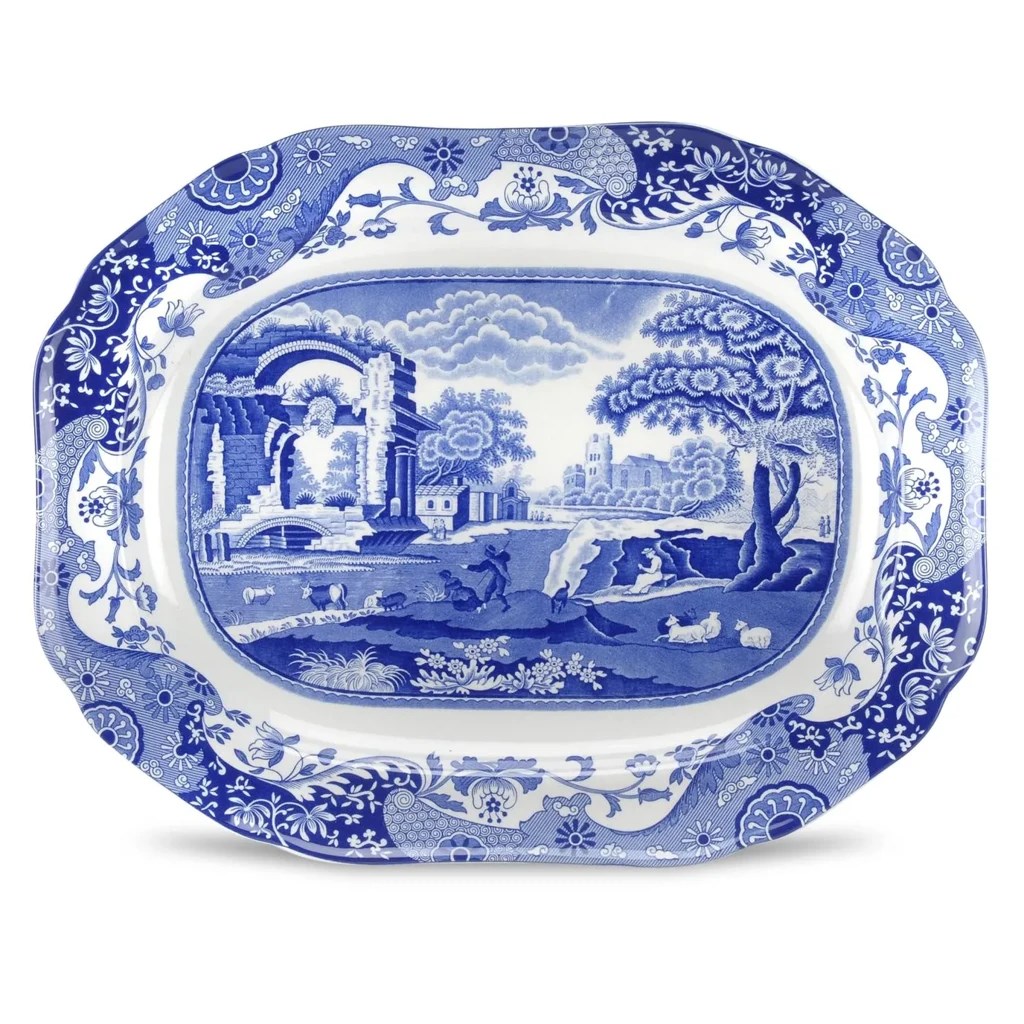 Blue Italian 35 Cm Oval Servis 
