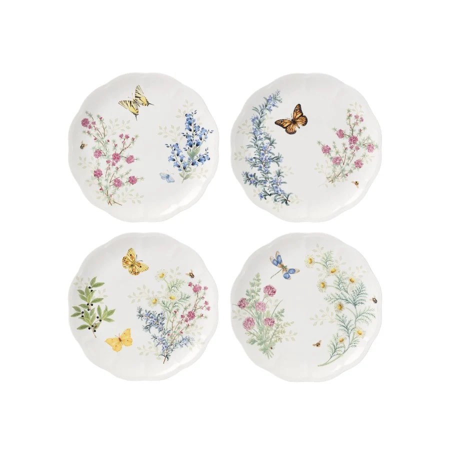 Butterfly Herbs Porselen Yemek Tabağı 4'lü Set