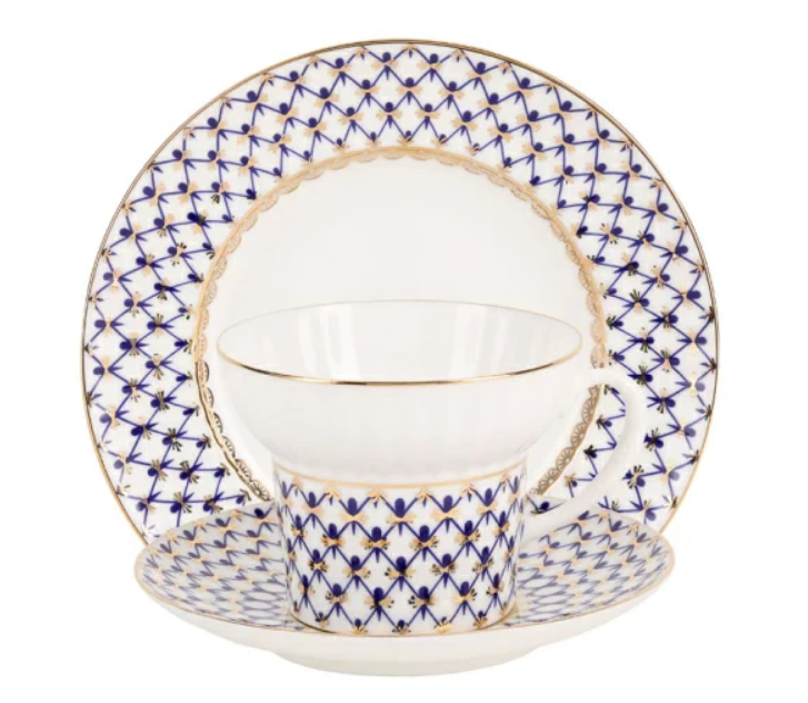 COBALT NET MAVI KAHVE FINCANI 155 ML & PASTA TABAĞI 18,5 CM WAVE