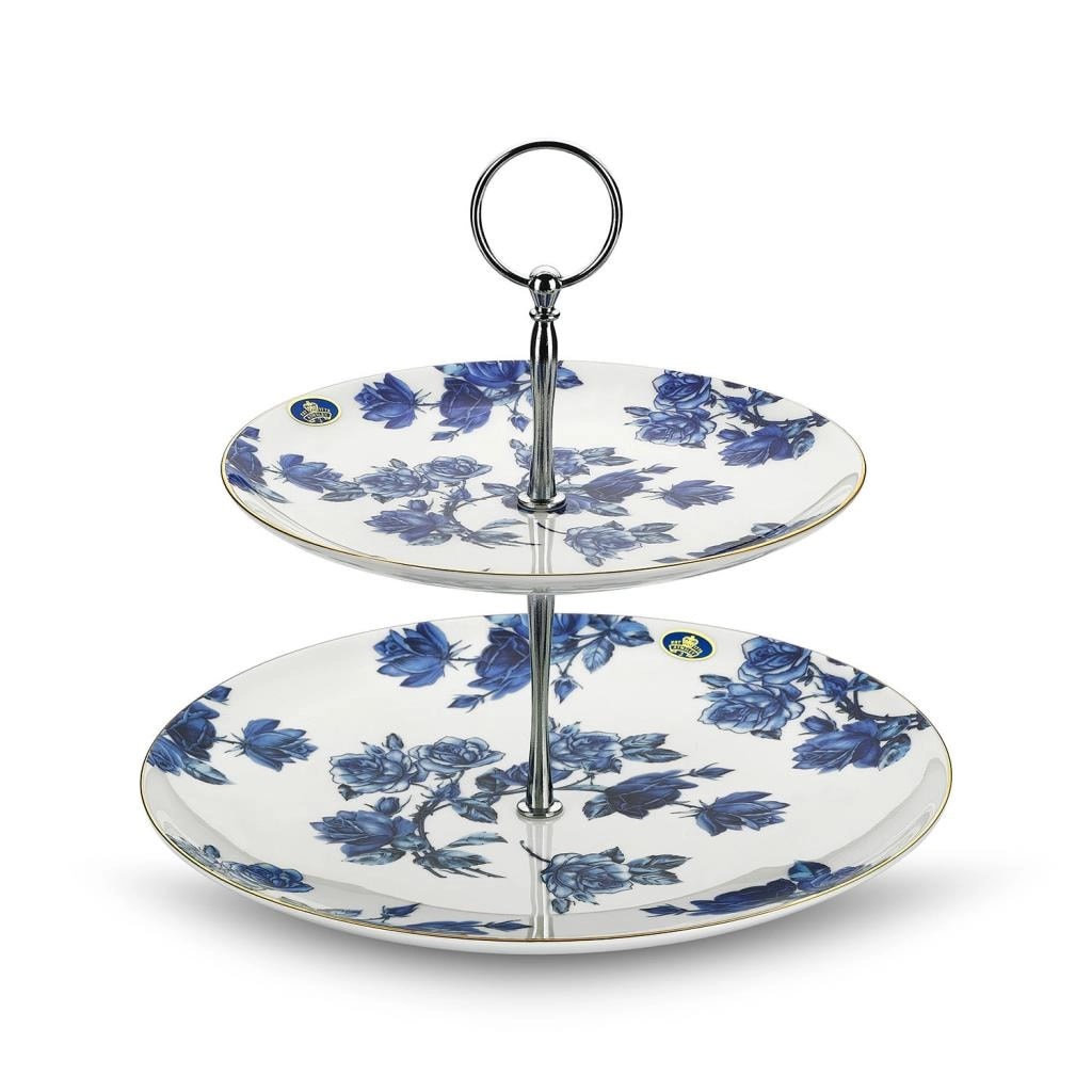 Elizabeth Rose Blue 2 Katlı Kek Standı