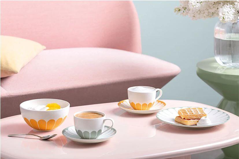 FLEUR SOLEIL TURUNCU PORSELEN KAHVE VE ÇAY FINCANI