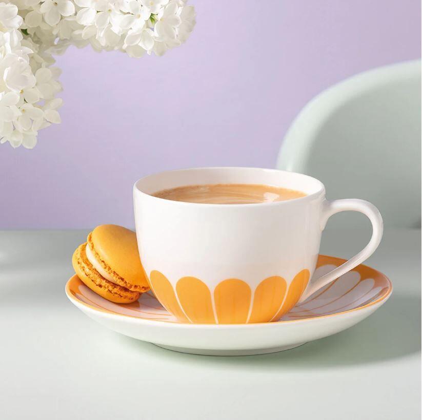 FLEUR SOLEIL TURUNCU PORSELEN KAHVE VE ÇAY FINCANI