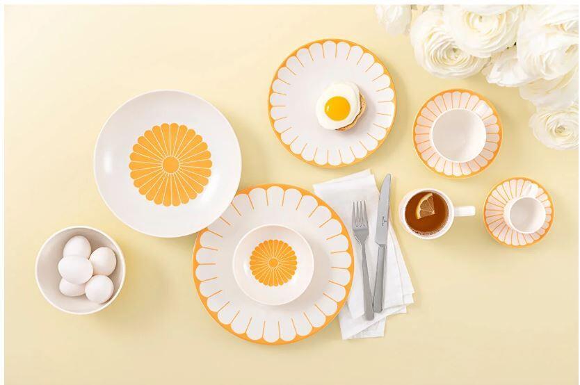 FLEUR SOLEIL TURUNCU PORSELEN PASTA TABAĞI 21 CM
