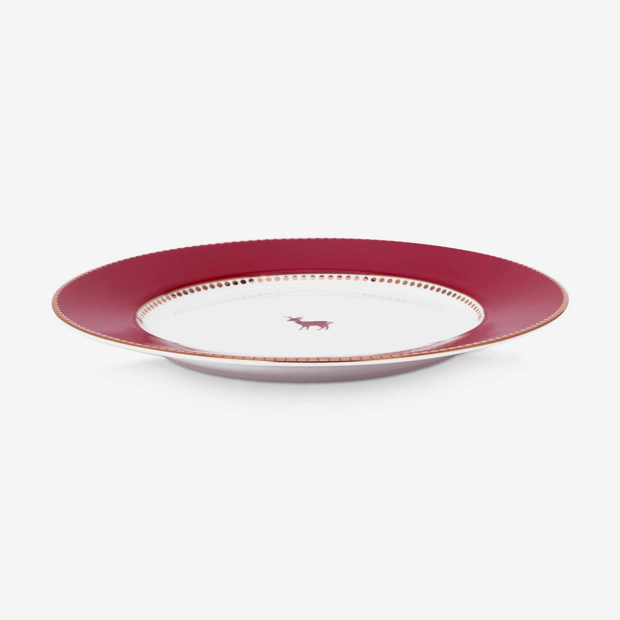 Geyikli 21 cm Kırmızı Kahvaltı Tabağı