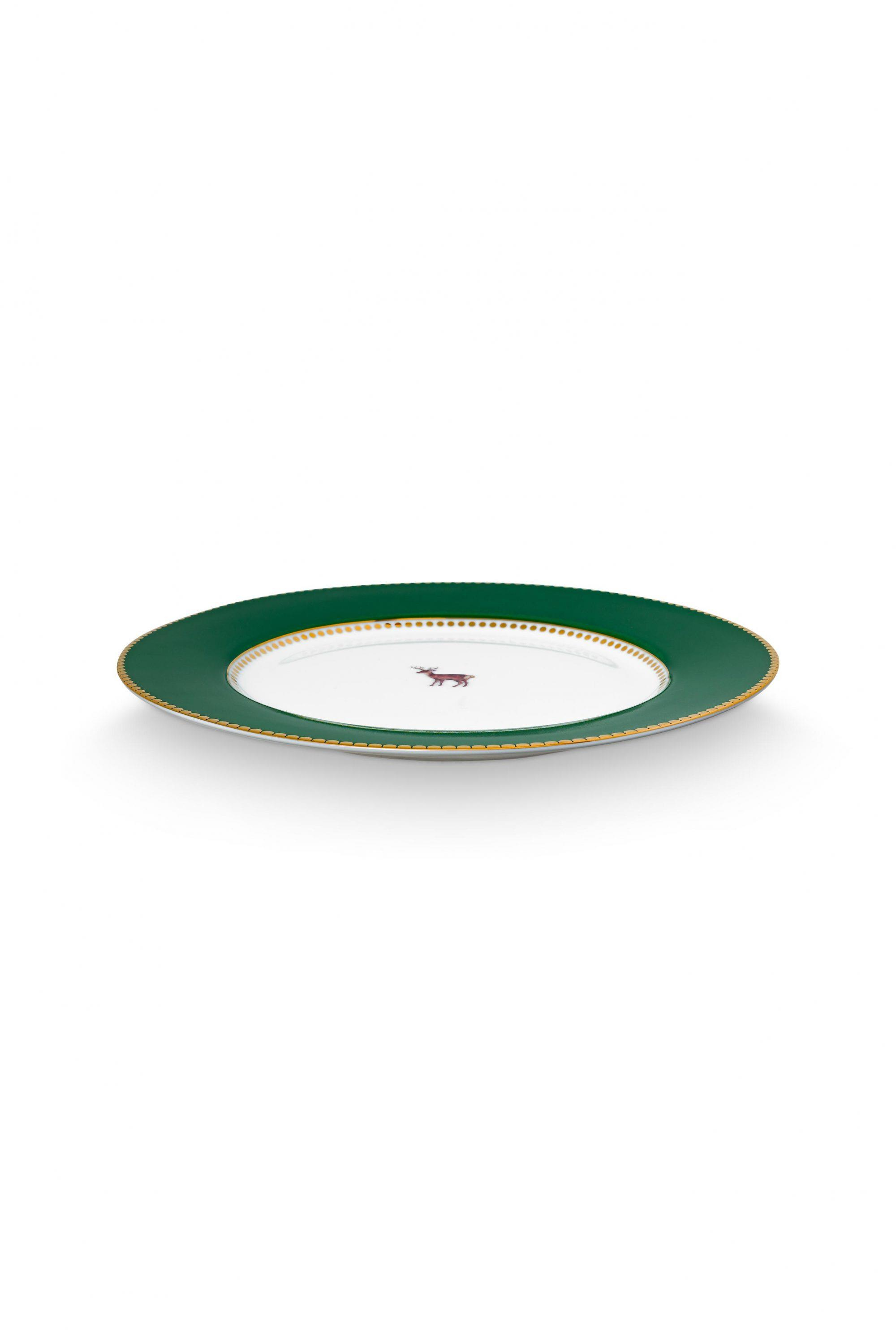 Geyikli Yeşil Yemek Tabağı 26,5 cm