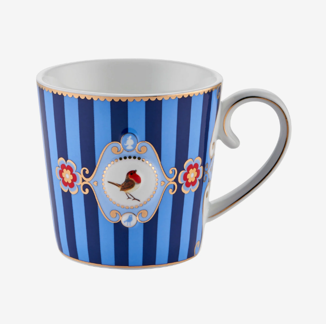 Mavi Çizgili Madalyon Desenli Mug 250 m