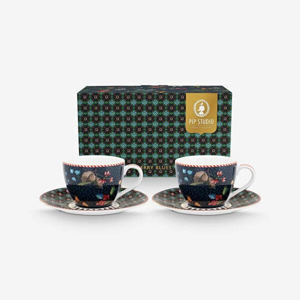 Mavi Porselen Kahve Fincan Seti 120 Ml Berry Blues Collection by Pip Studio