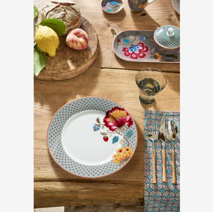 Mavi Porselen Yemek Tabağı 26,5 Cm