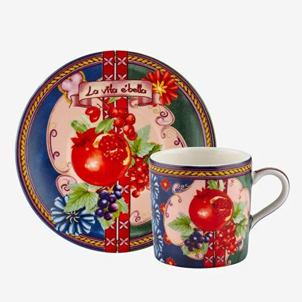 Mavi Yeşil Porselen Kahve Fincan Seti 120 Ml Capri Collection by Chiara Alessi