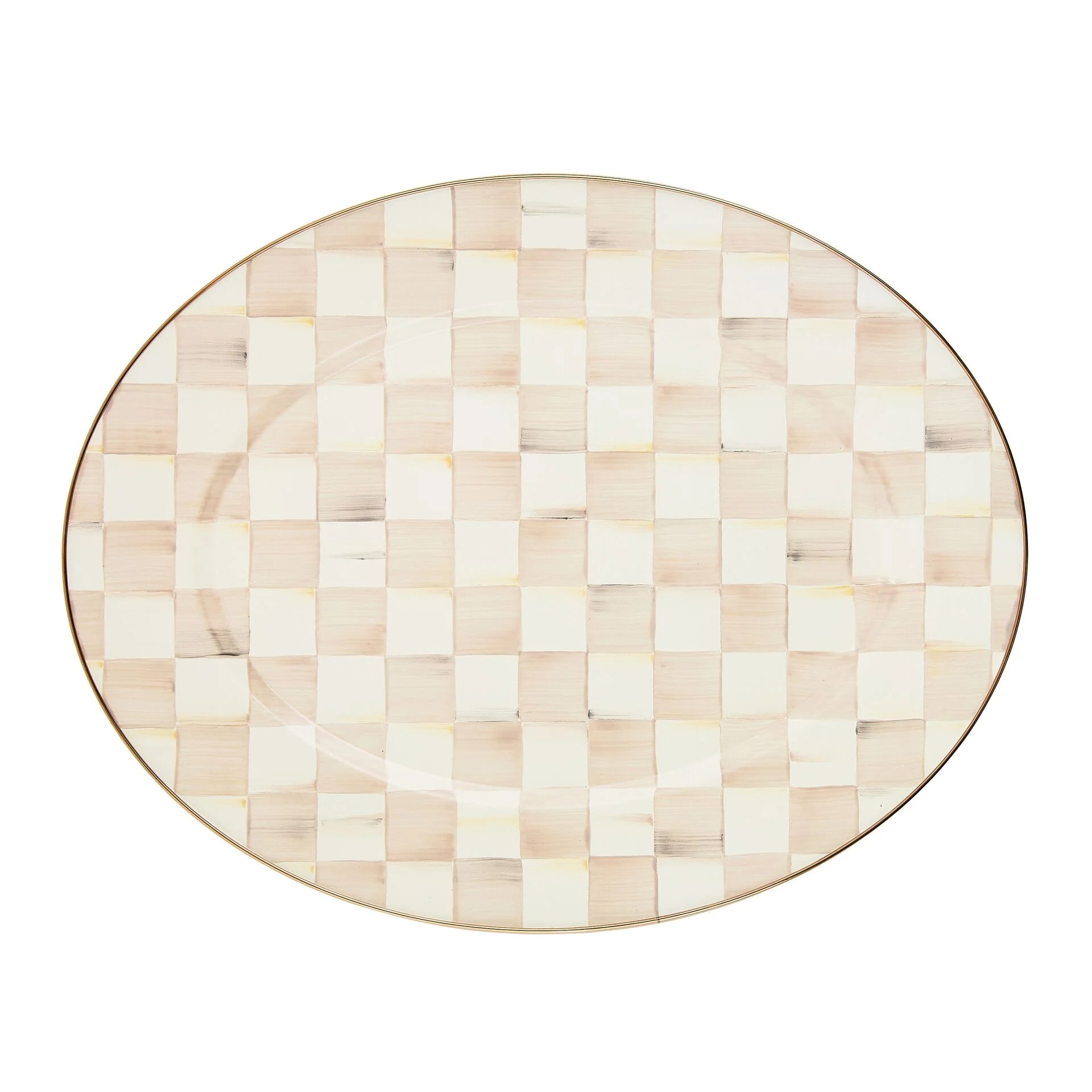 Mocha Check Large Oval Platter