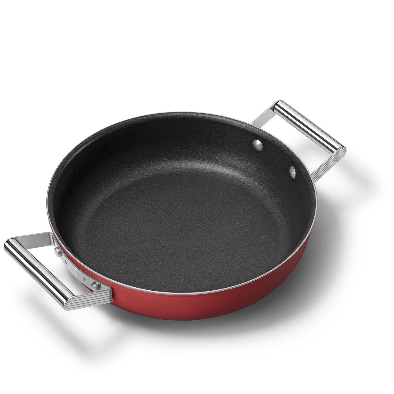 SMEG Cookware 50'S Style Kırmızı Pilav Tenceresi Cam Kapaklı 28 cm 4.5 mm taban kalınlığı , 3,7 lt hacim