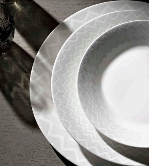 ZIG ZAG WHITE - BEYAZ-GRI, YEMEK TABAGI 27,5 CM
