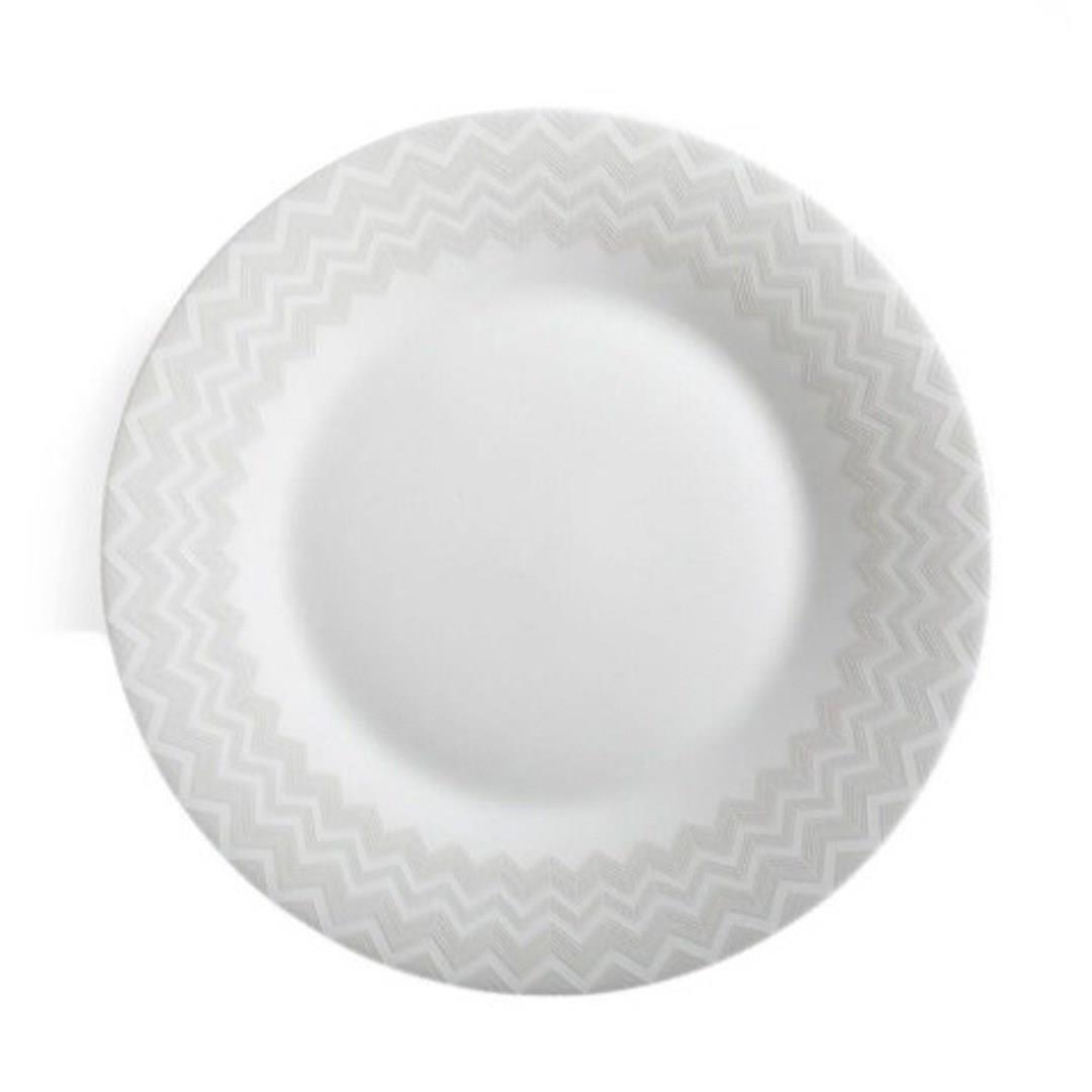ZIG ZAG WHITE - BEYAZ-GRI, YEMEK TABAGI 27,5 CM