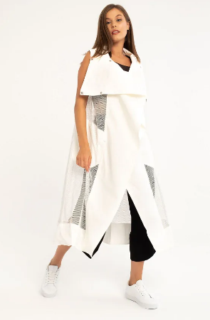 Beyaz File Uzun Yelek