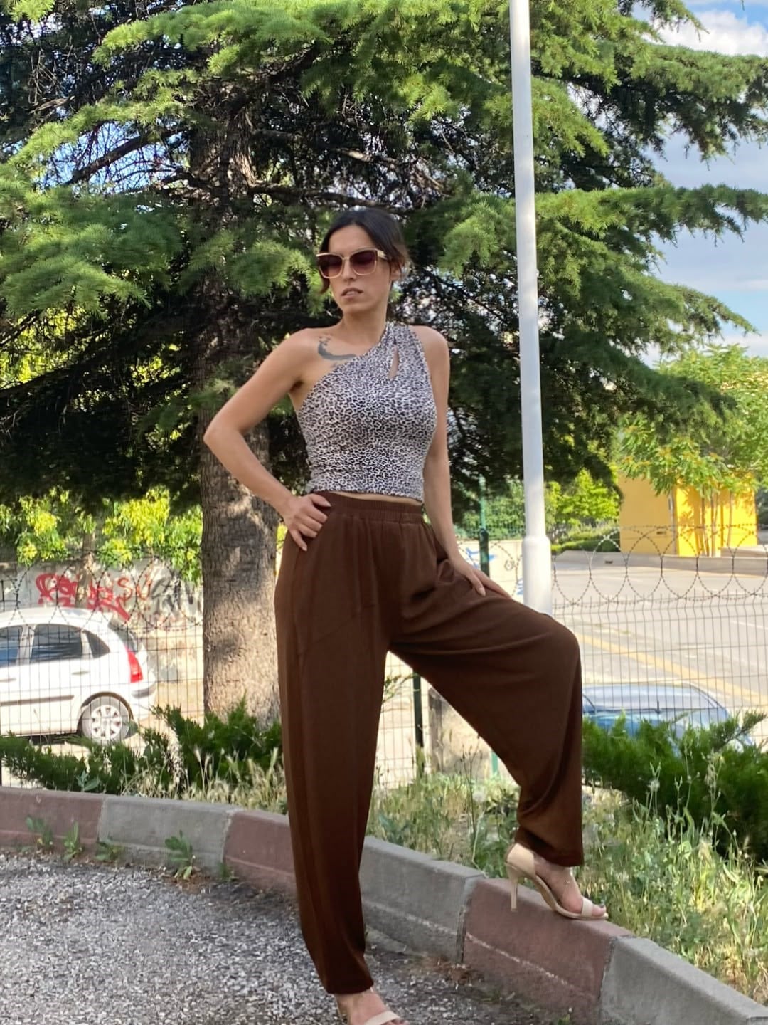 bürümcük kumaş rahat kesim pantolon  kahve