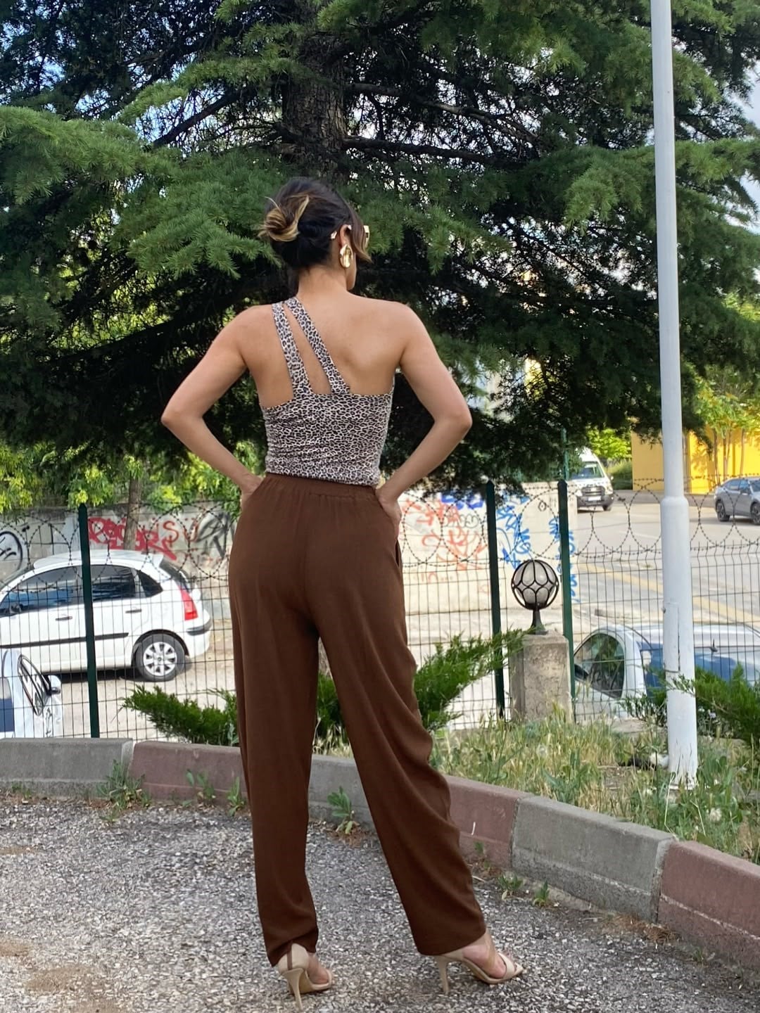bürümcük kumaş rahat kesim pantolon  kahve