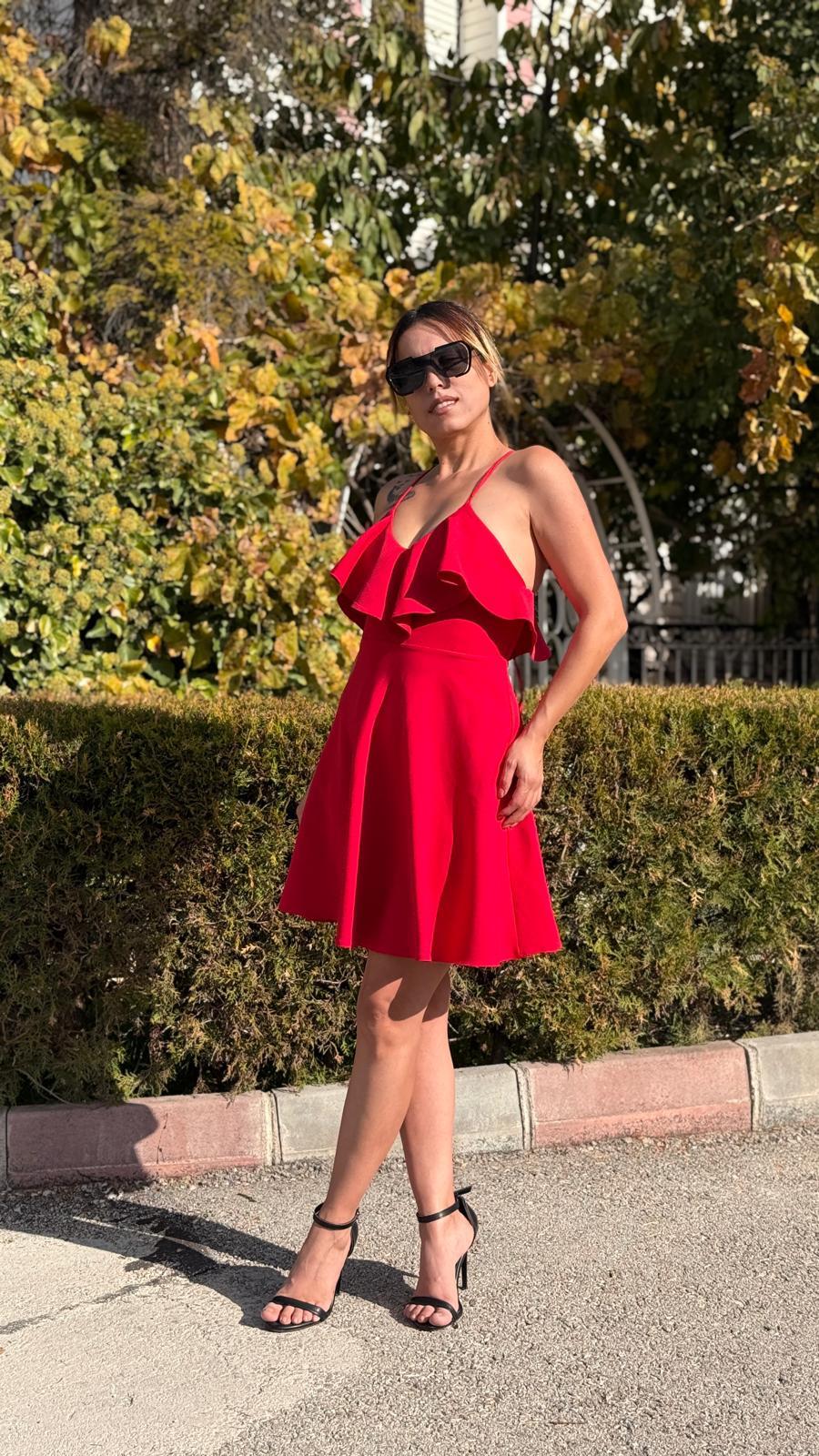 DUBLE KUMAŞ TASARIM MİNİ ELBİSE