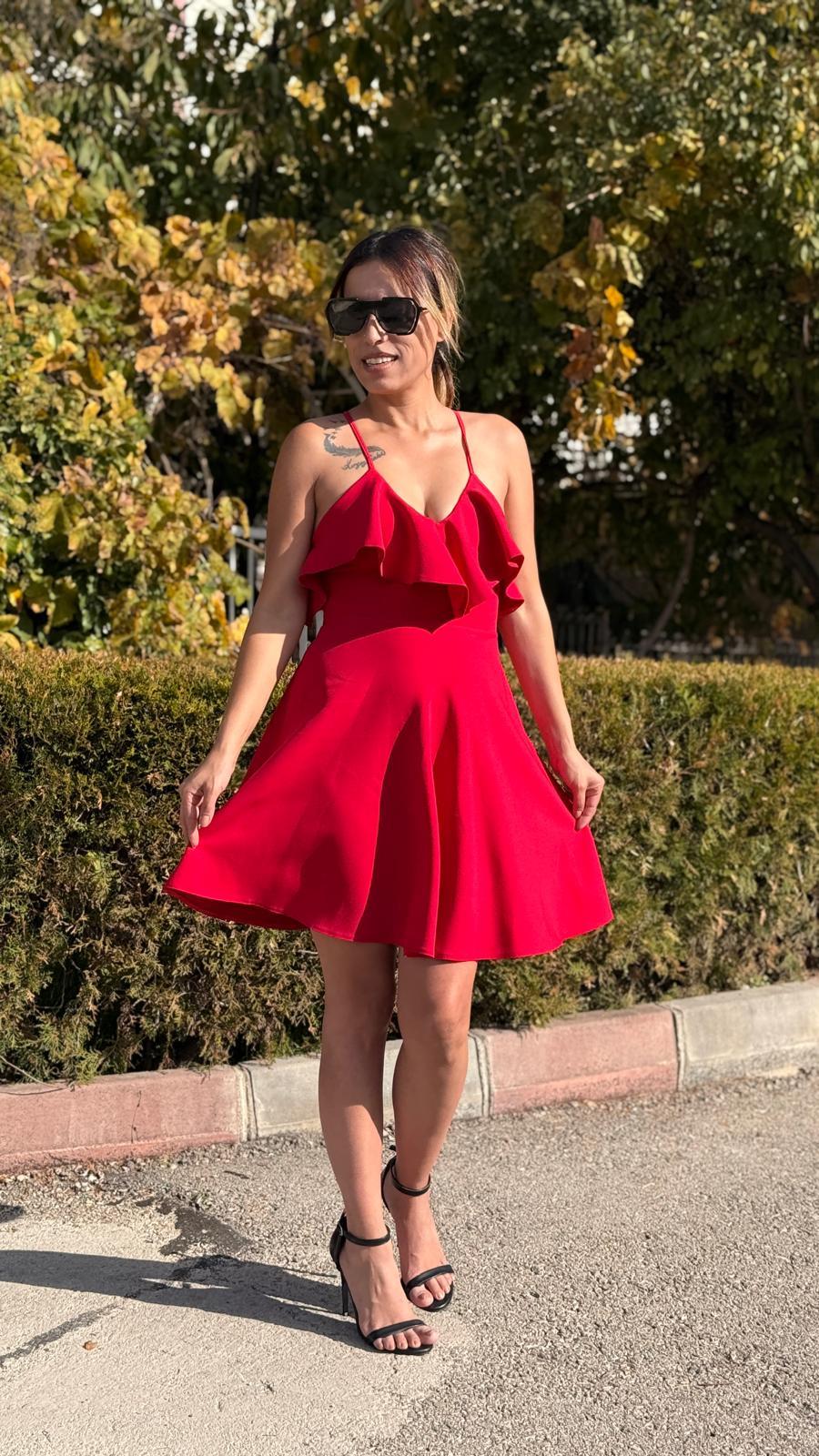 DUBLE KUMAŞ TASARIM MİNİ ELBİSE