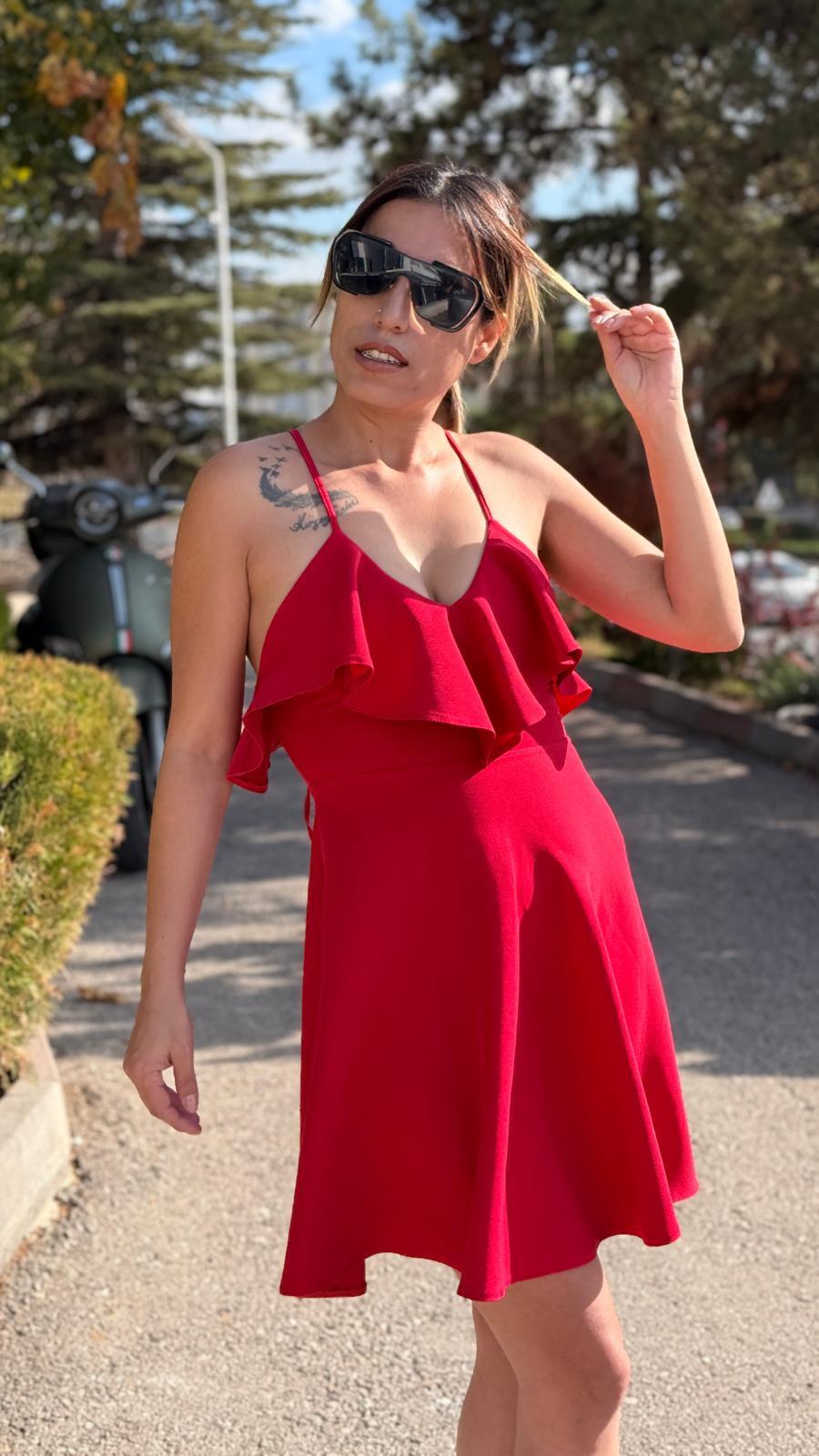 DUBLE KUMAŞ TASARIM MİNİ ELBİSE