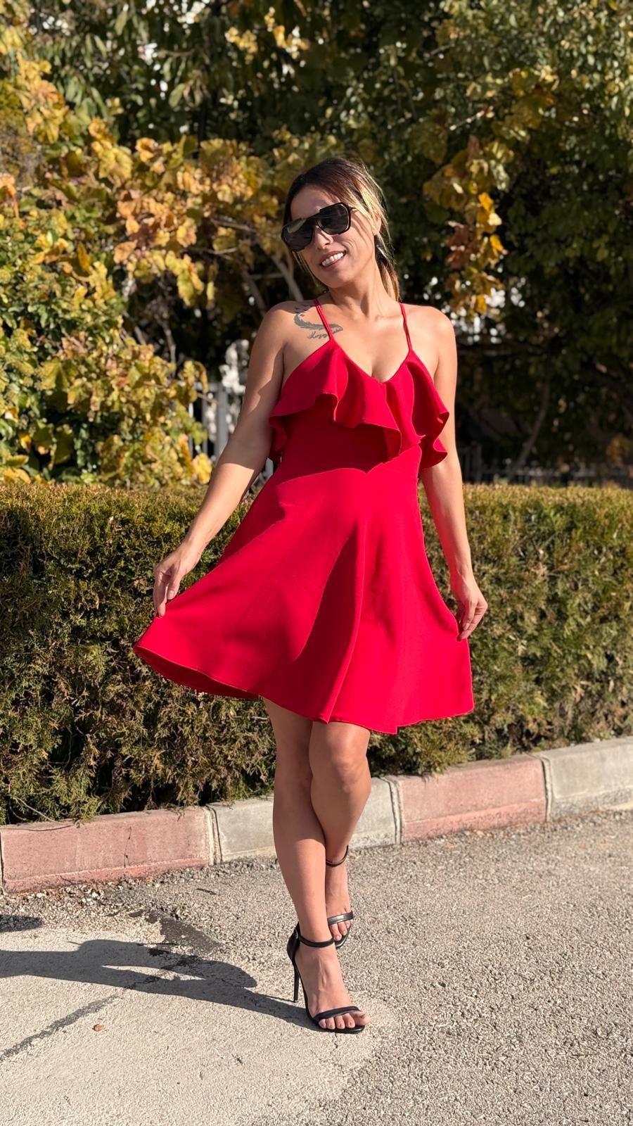 DUBLE KUMAŞ TASARIM MİNİ ELBİSE