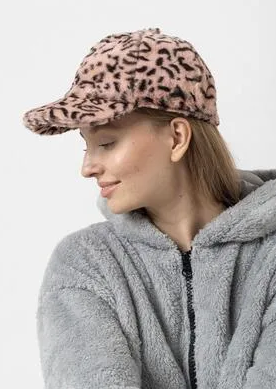 Leopar Desenli PEMBE Kep Şapka