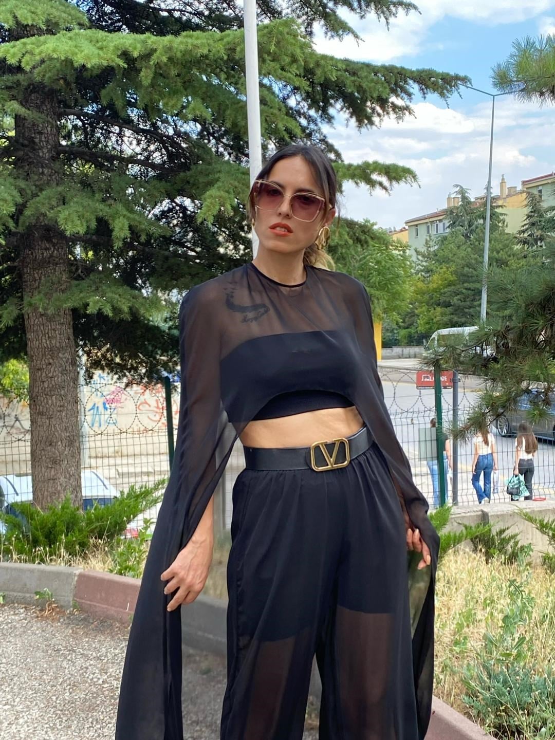 şifon pelerin takım