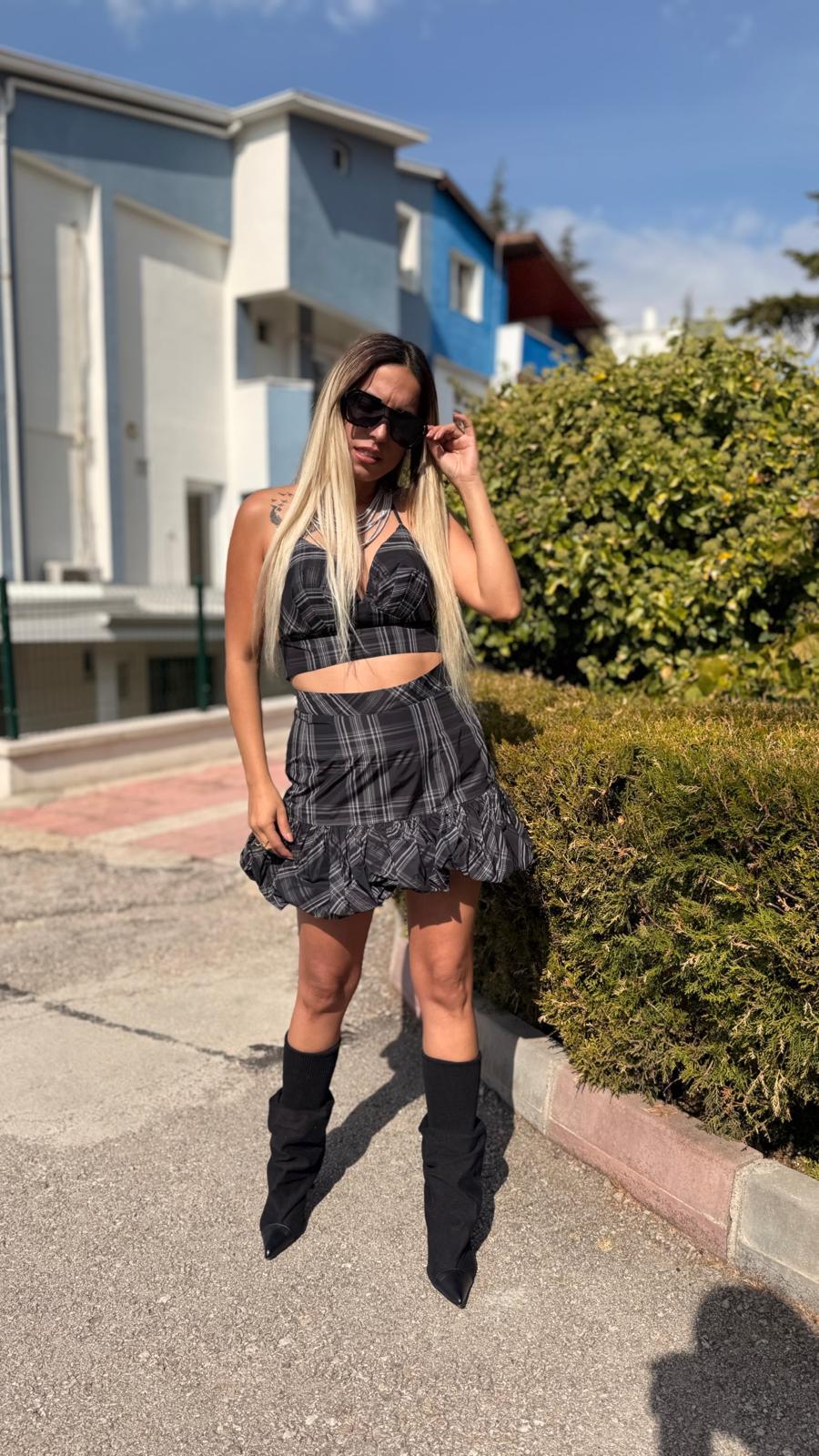 tafta kumaş etek bustiyer takım