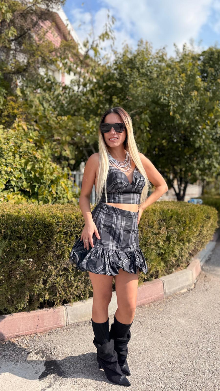 tafta kumaş etek bustiyer takım