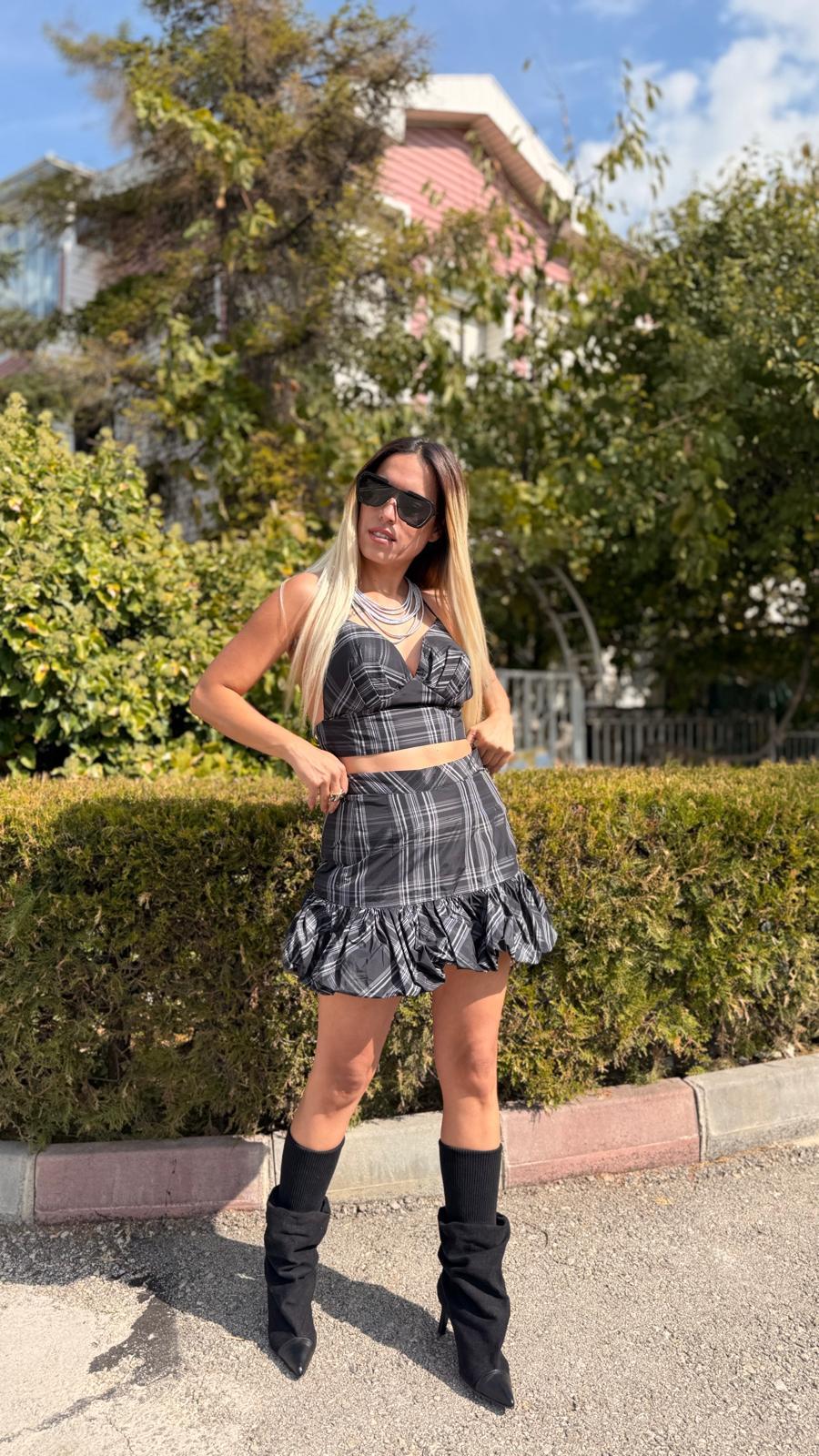 tafta kumaş etek bustiyer takım