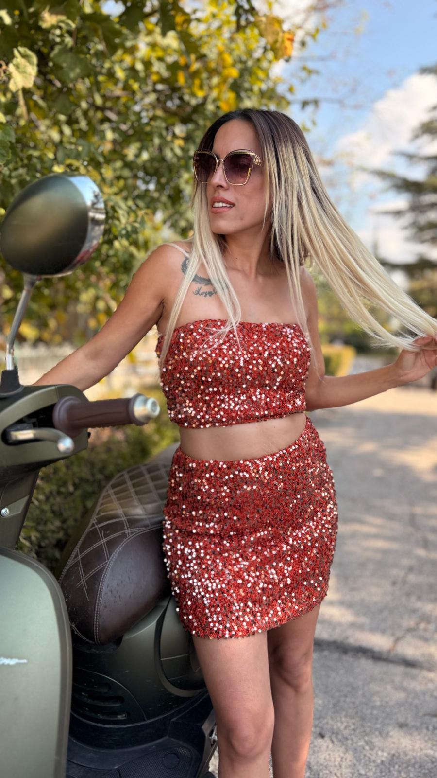 zara payet turuncu alt üst takım